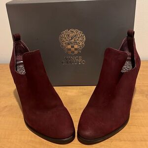 Vince Camino Stacked Heel Shooties Deep Burgundy Size 9